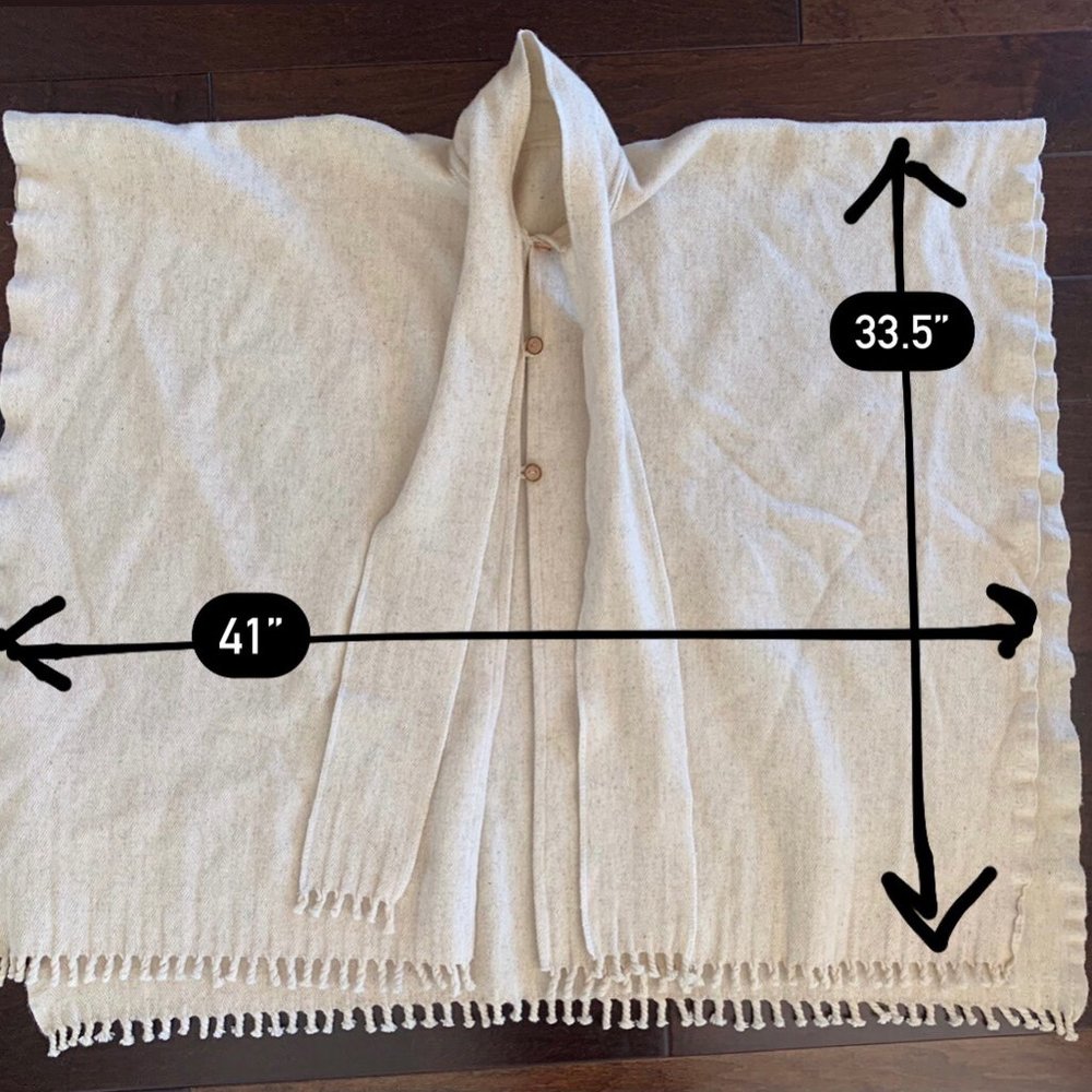 Cream 100% Wool Poncho
